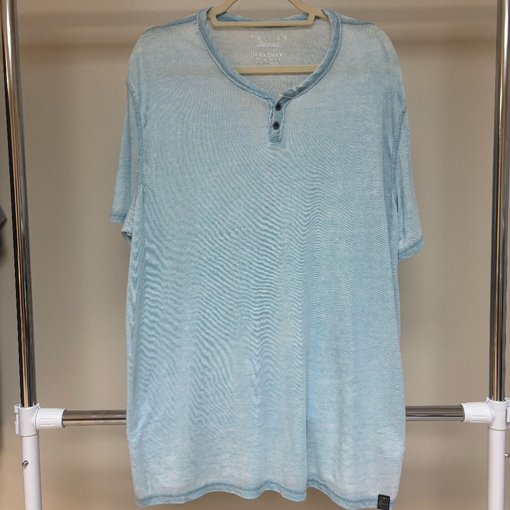 Lucky Brand  Mens Venice Burnout Notch Neck Short Sleeve T-Shirt XL